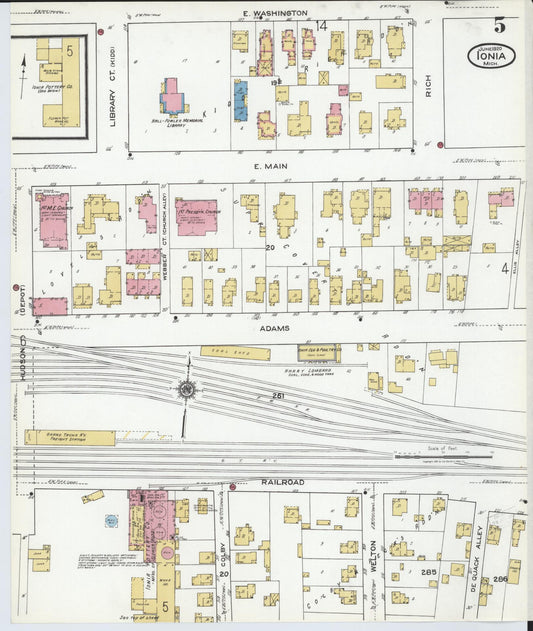 Sanborn Fire Insurance Map from Ionia, Ionia County, Michigan (1920), Sheet #0005 - Historic Sanborn Fire Insurance Map Print, vintage old map wall art, antique decor, genealogy gift, Michigan Michigan map