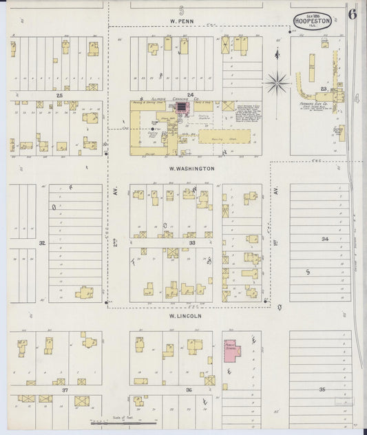 Sanborn Fire Insurance Map from Hoopeston, Vermilion County, Illinois (1895), Sheet #0006 - Historic Sanborn Fire Insurance Map Print, vintage old map wall art, antique decor, genealogy gift, Illinois Illinois map