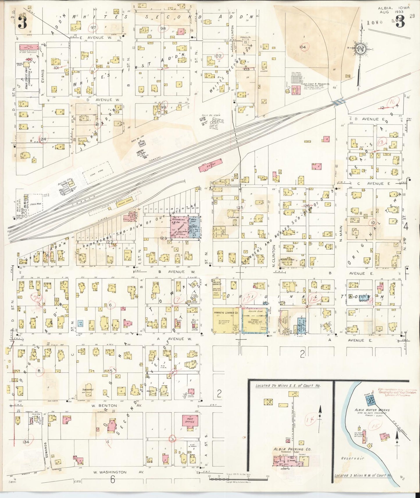 Sanborn Fire Insurance Map from Albia, Monroe County, Iowa (1947), Sheet #0003 - Historic Sanborn Fire Insurance Map Print