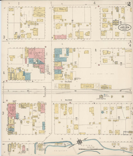 Sanborn Fire Insurance Map from Lovelock, Pershing County, Nevada (1914), Sheet #0002 - Historic Sanborn Fire Insurance Map Print, vintage old map wall art, antique decor, genealogy gift, Nevada Nevada map