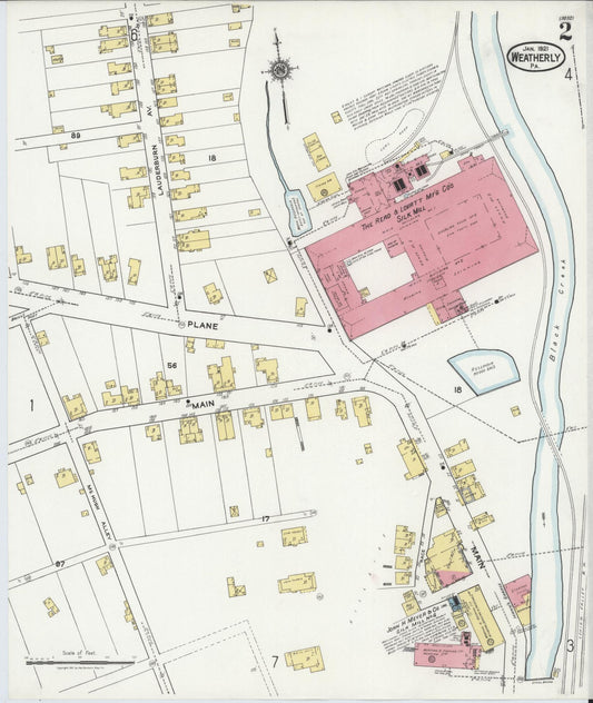 Sanborn Fire Insurance Map from Weatherly, Carbon County, Pennsylvania (1921), Sheet #0002 - Historic Sanborn Fire Insurance Map Print, vintage old map wall art, antique decor, genealogy gift, Pennsylvania Pennsylvania map