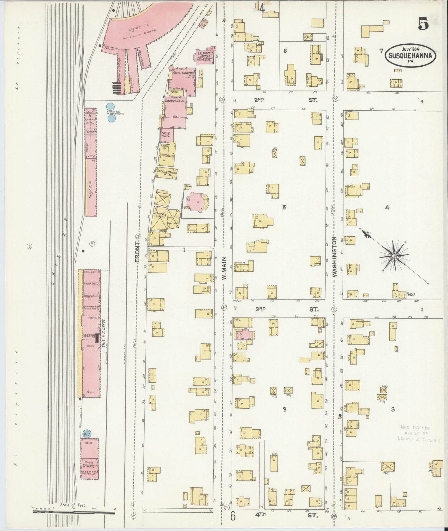 Sanborn Fire Insurance Map from Susquehanna, Susquehanna County, Pennsylvania (1904), Sheet #0005 - Complete Map Set gallery image, historic Sanborn map, vintage wall art, Pennsylvania Pennsylvania