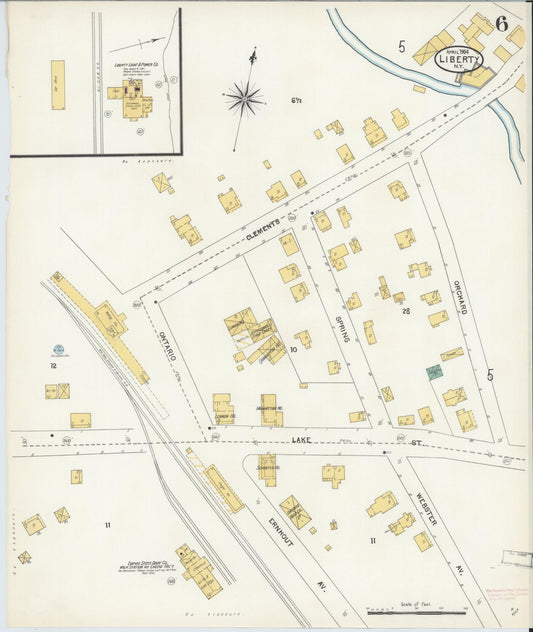 Sanborn Fire Insurance Map from Liberty, Sullivan County, New York (1904), Sheet #0006 - Historic Sanborn Fire Insurance Map Print, vintage old map wall art, antique decor, genealogy gift, New York New York map