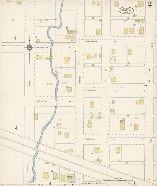 Sanborn Fire Insurance Map from Chewelah, Stevens County, Washington (1915), Sheet #0002 - Historic Sanborn Fire Insurance Map Print, vintage old map wall art, antique decor, genealogy gift, Washington Washington map