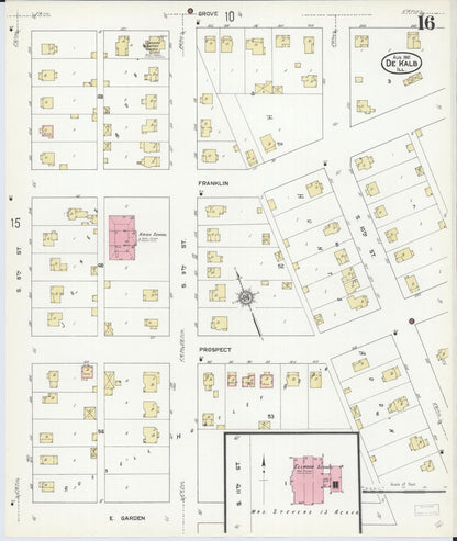 Sanborn Fire Insurance Map from De Kalb, De Kalb County, Illinois (1912), Sheet #0016 - Complete Map Set gallery image, historic Sanborn map, vintage wall art, Illinois Illinois