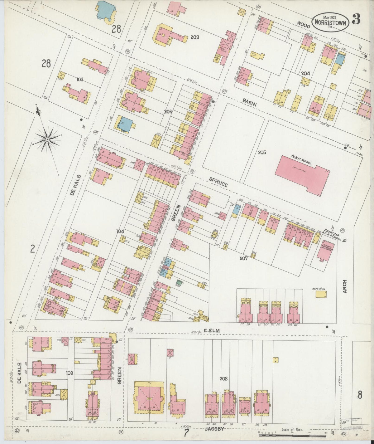Sanborn Fire Insurance Map from Norristown, Montgomery County, Pennsylvania (1902), Sheet #0003 - Complete Map Set gallery image, historic Sanborn map, vintage wall art, Pennsylvania Pennsylvania