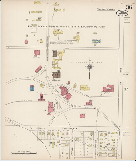 Sanborn Fire Insurance Map from Fargo, Cass County, North Dakota (1922), Sheet #0036 - Historic Sanborn Fire Insurance Map Print, vintage old map wall art, antique decor, genealogy gift, North Dakota North Dakota map