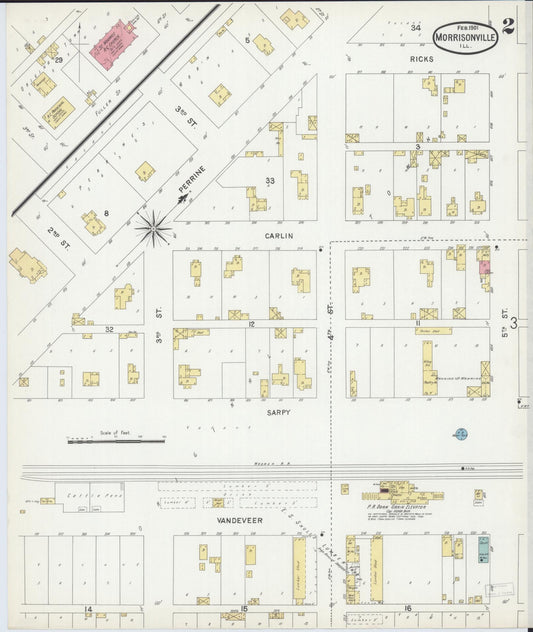 Sanborn Fire Insurance Map from Morrisonville, Christian County, Illinois (1901), Sheet #0002 - Historic Sanborn Fire Insurance Map Print, vintage old map wall art, antique decor, genealogy gift, Illinois Illinois map