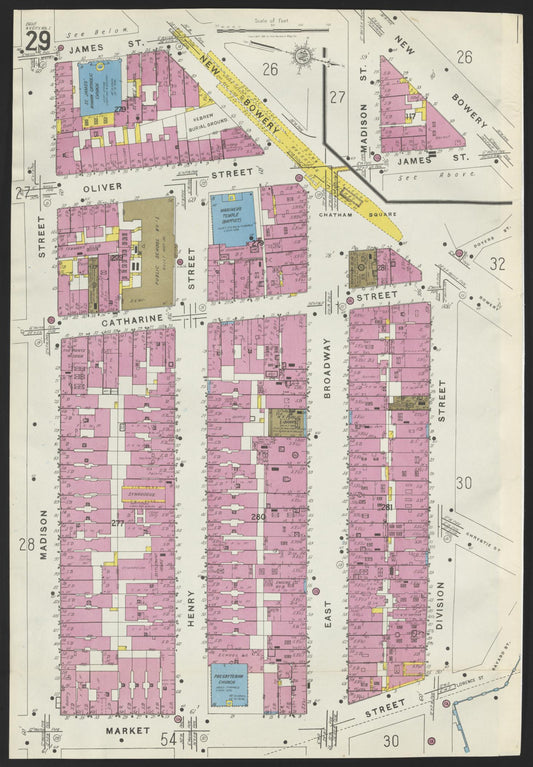 Sanborn Fire Insurance Map from New York, Bronx, Manhattan, New York (1923), Sheet #0029 - Historic Sanborn Fire Insurance Map Print, vintage old map wall art, antique decor, genealogy gift, New York New York map
