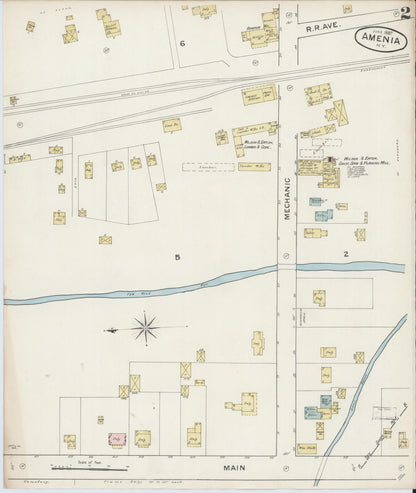 Sanborn Fire Insurance Map from Amenia, Dutchess County, New York (1887), Sheet #0002 - Historic Sanborn Fire Insurance Map Print, vintage old map wall art, antique decor, genealogy gift, New York New York map