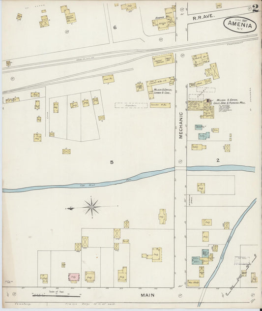 Sanborn Fire Insurance Map from Amenia, Dutchess County, New York (1887), Sheet #0002 - Historic Sanborn Fire Insurance Map Print, vintage old map wall art, antique decor, genealogy gift, New York New York map