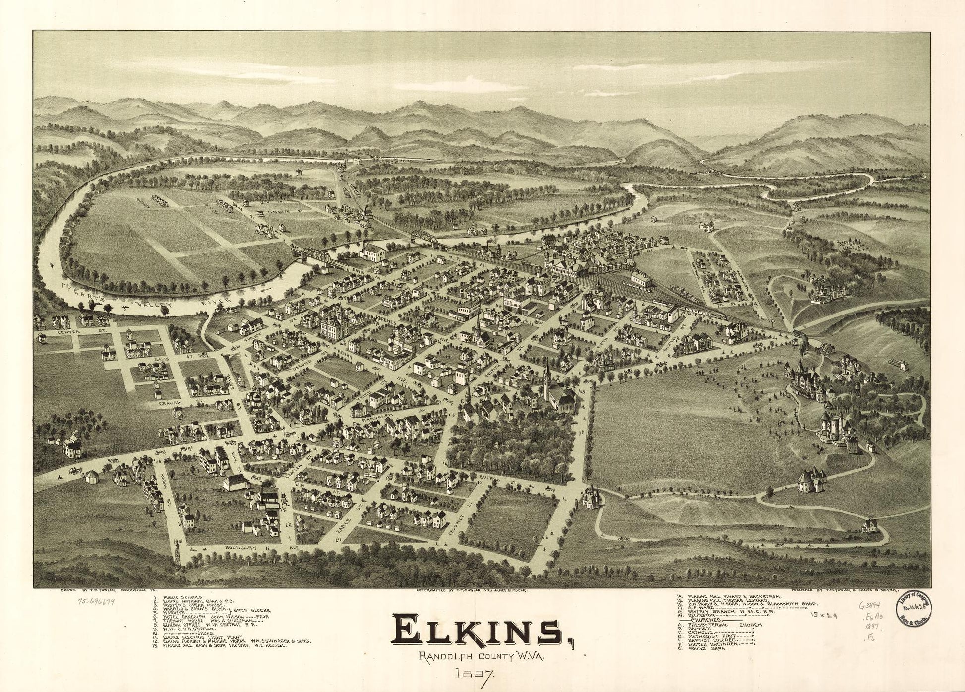 Elkins, Randolph County, W.Va. 1897. (1897) – Historic Bird’s-Eye View Panorama Print