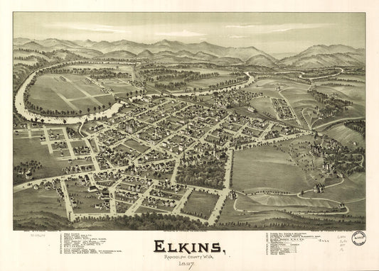 Elkins, Randolph County, W.Va. 1897. (1897) – Historic Bird’s-Eye View Panorama Print