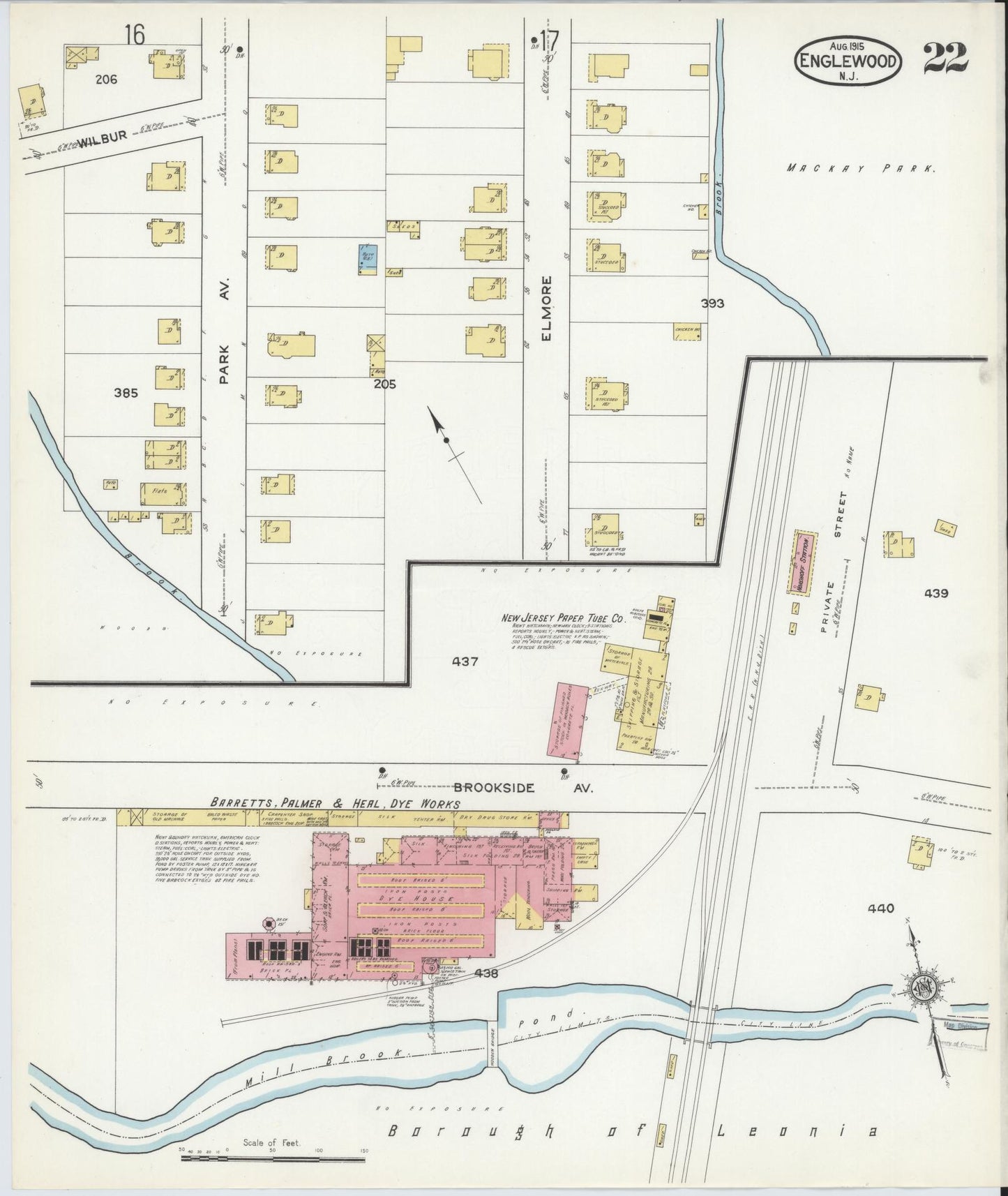 Sanborn Fire Insurance Map from Englewood, Bergen County, New Jersey (1915), Sheet #0022 - Complete Map Set gallery image, historic Sanborn map, vintage wall art, New Jersey New Jersey