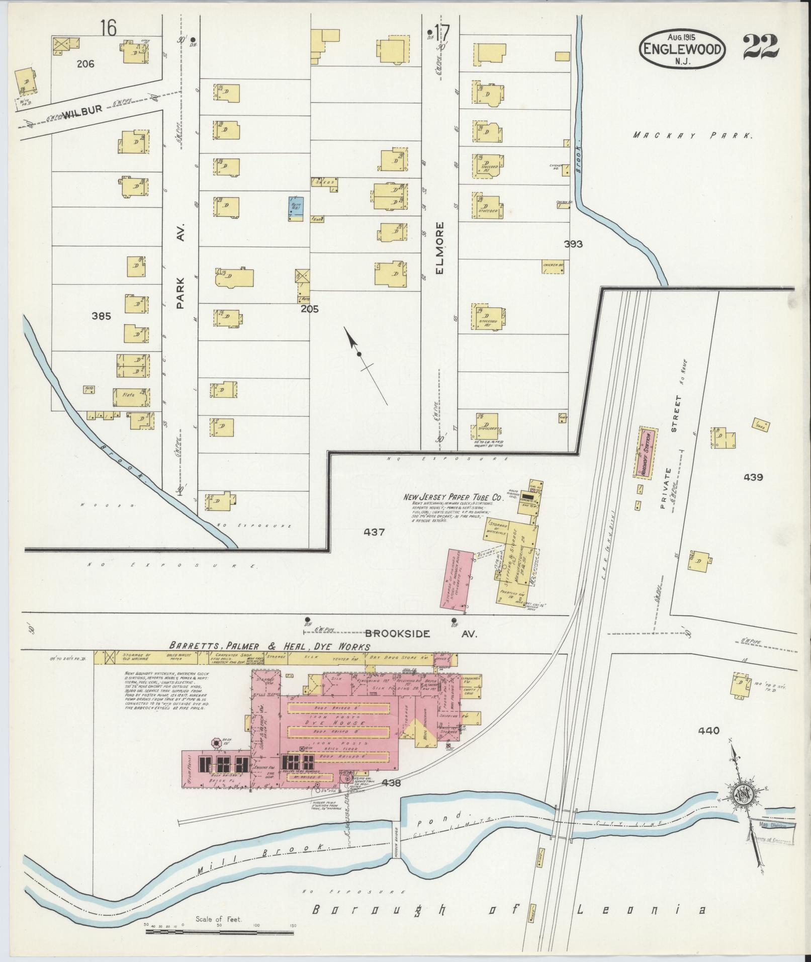 Sanborn Fire Insurance Map from Englewood, Bergen County, New Jersey (1915), Sheet #0022 - Complete Map Set gallery image, historic Sanborn map, vintage wall art, New Jersey New Jersey