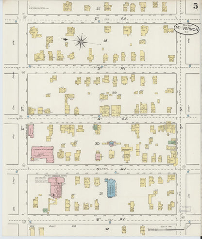Sanborn Fire Insurance Map from Mount Vernon, Westchester County, New York (1887), Sheet #0005 - Complete Map Set gallery image, historic Sanborn map, vintage wall art, New York New York