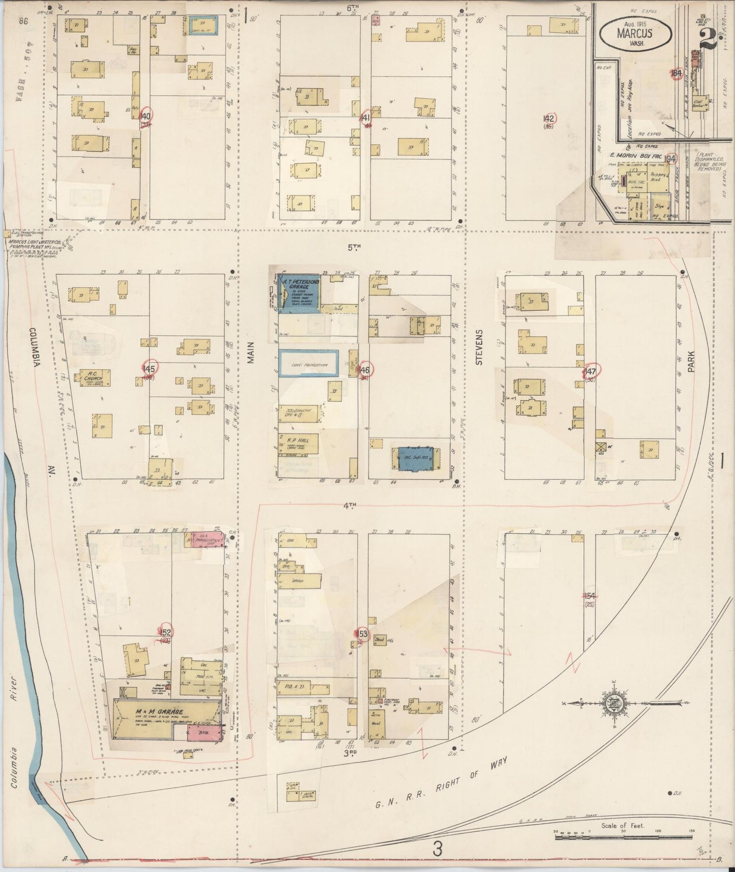 Sanborn Fire Insurance Map from Marcus, Stevens County, Washington (1932), Sheet #0002 - Complete Map Set gallery image, historic Sanborn map, vintage wall art, Washington Washington