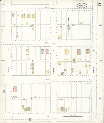 Sanborn Fire Insurance Map from Douglas, Cochise County, Arizona (1904), Sheet #0012 - Complete Map Set gallery image, historic Sanborn map, vintage wall art, Arizona Arizona