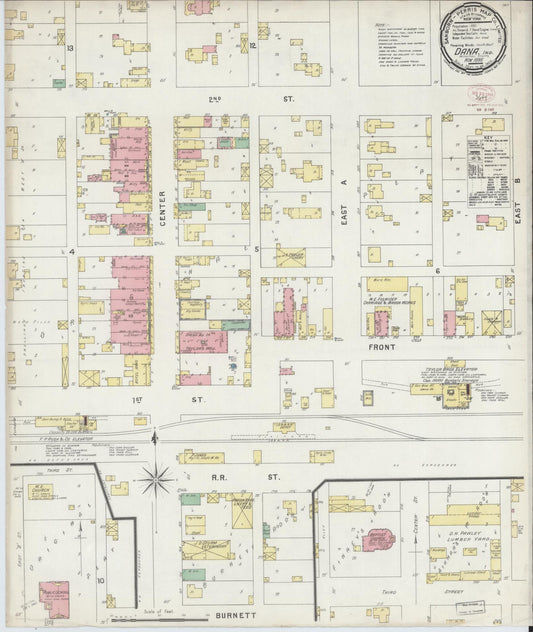 Sanborn Fire Insurance Map from Dana, Vermillion County, Indiana (1895), Sheet #0001 - Historic Sanborn Fire Insurance Map Print, vintage old map wall art, antique decor, genealogy gift, Indiana Indiana map