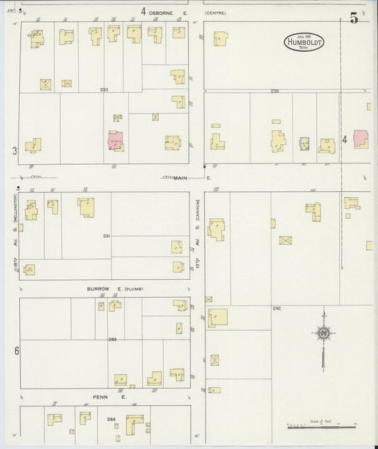 Sanborn Fire Insurance Map from Humboldt, Gibson County, Tennessee (1915), Sheet #0005 - Historic Sanborn Fire Insurance Map Print, vintage old map wall art, antique decor, genealogy gift, Tennessee Tennessee map