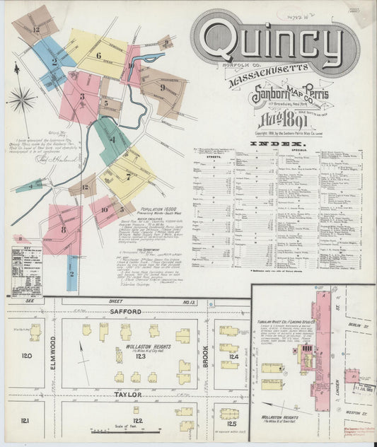 Sanborn Fire Insurance Map from Quincy, Norfolk County, Massachusetts. (1891) – Historic Sanborn Fire Insurance Map Print