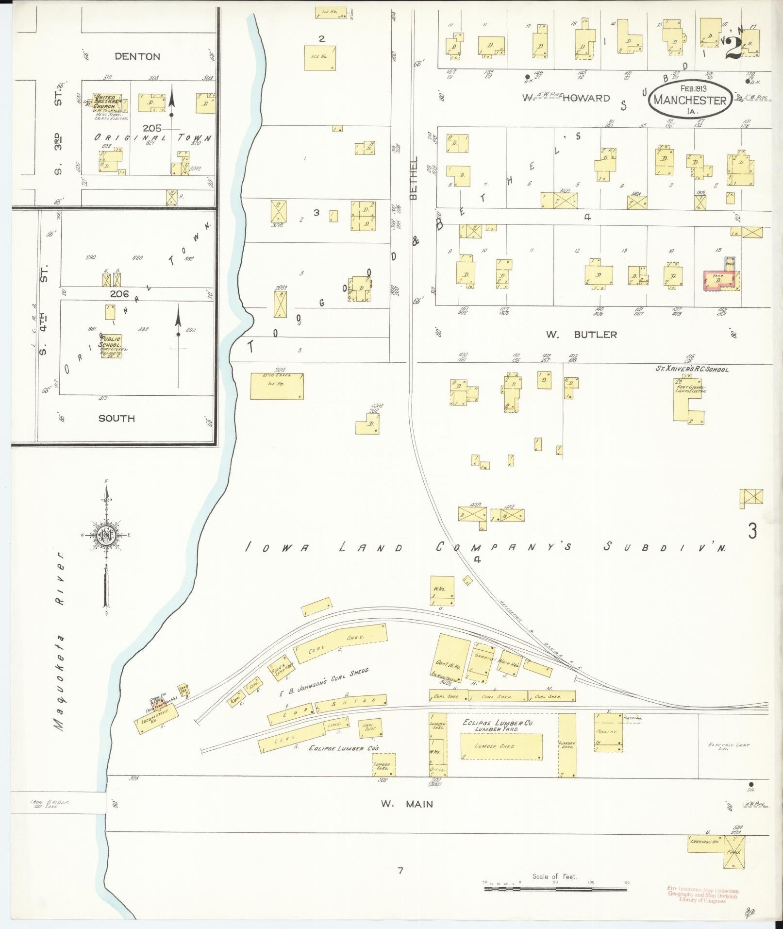 Sanborn Fire Insurance Map from Manchester, Delaware County, Iowa (1913), Sheet #0002 - Historic Sanborn Fire Insurance Map Print