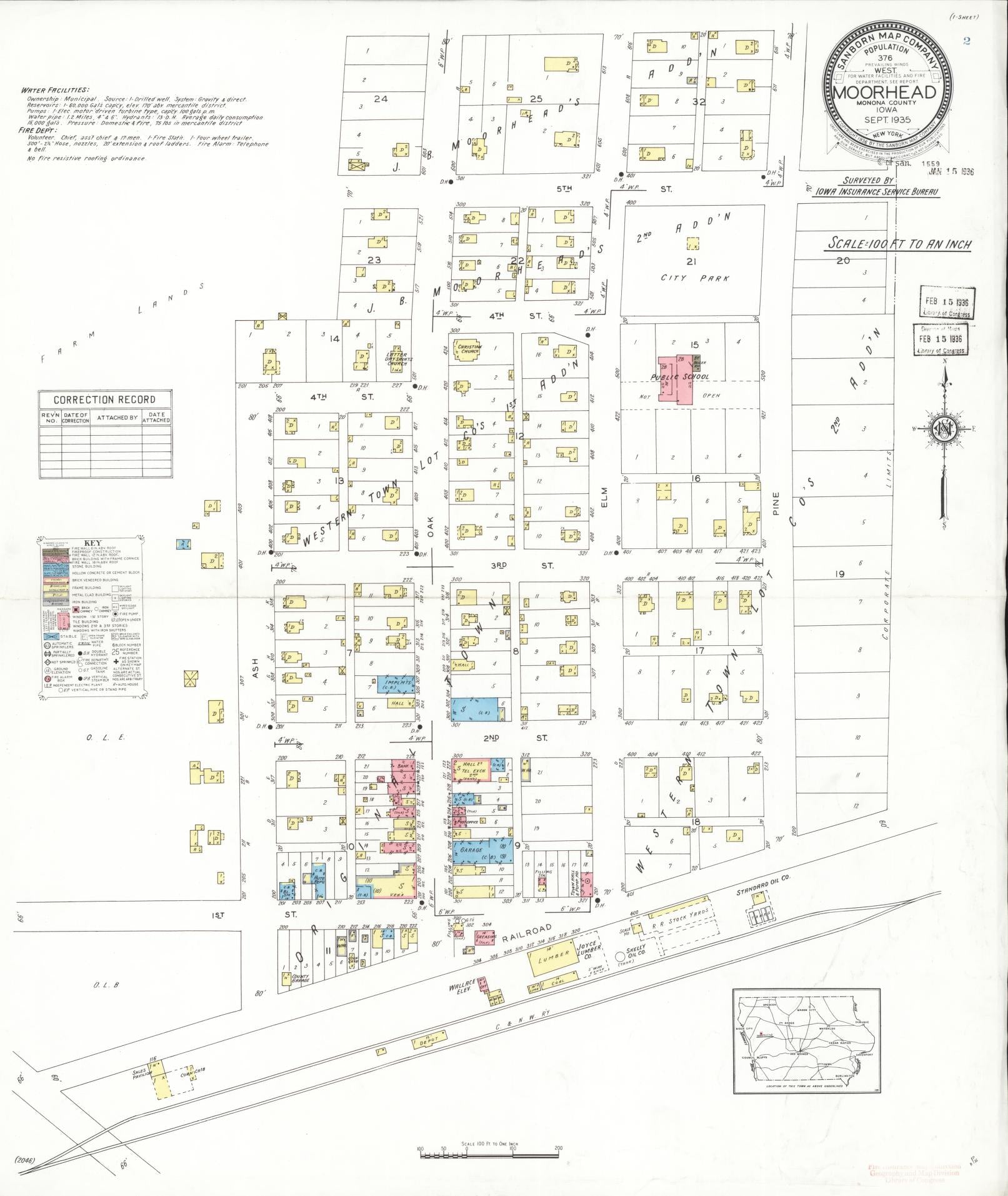 Sanborn Fire Insurance Map from Moorhead, Monona County, Iowa. (1935) – Map View