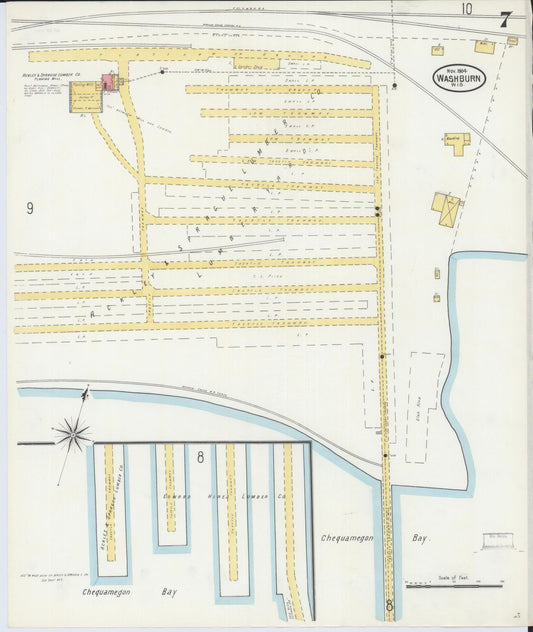 Sanborn Fire Insurance Map from Washburn, Bayfield County, Wisconsin (1904), Sheet #0007 - Historic Sanborn Fire Insurance Map Print, vintage old map wall art, antique decor, genealogy gift, Wisconsin Wisconsin map