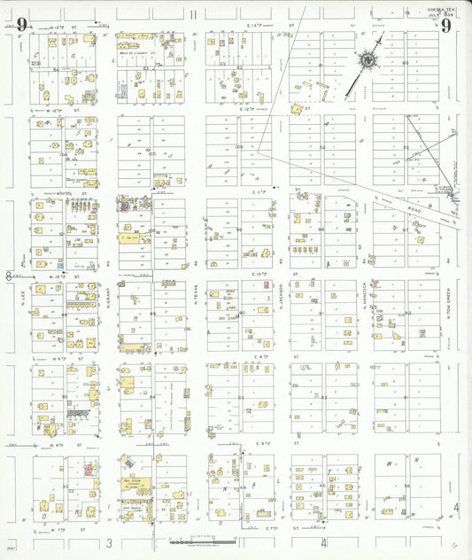 Sanborn Fire Insurance Map from Odessa, Edger County, Texas (1939), Sheet #0009 - Historic Sanborn Fire Insurance Map Print, vintage old map wall art, antique decor, genealogy gift, Texas Texas map