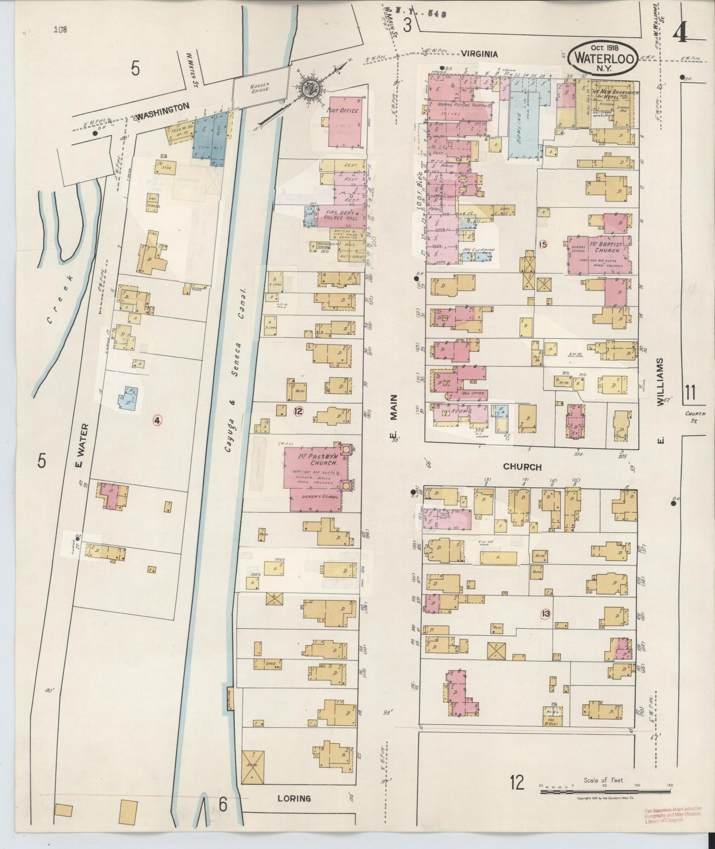 Sanborn Fire Insurance Map from Waterloo, Seneca County, New York (1948), Sheet #0004 - Complete Map Set gallery image, historic Sanborn map, vintage wall art, New York New York