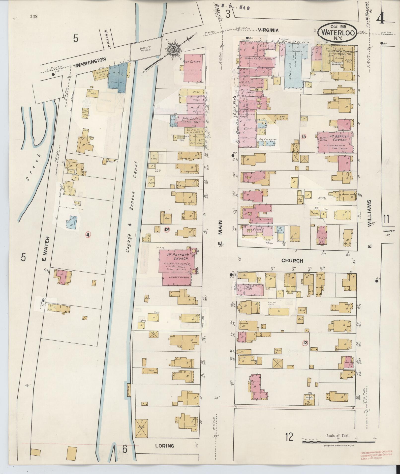 Sanborn Fire Insurance Map from Waterloo, Seneca County, New York (1948), Sheet #0004 - Complete Map Set gallery image, historic Sanborn map, vintage wall art, New York New York
