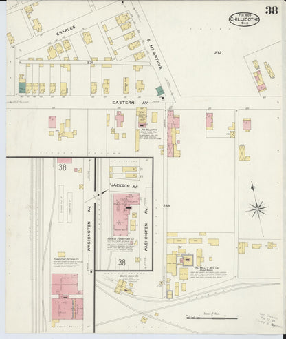 Sanborn Fire Insurance Map from Chillicothe, Ross County, Ohio (1909), Sheet #0038 - Historic Sanborn Fire Insurance Map Print, vintage old map wall art, antique decor, genealogy gift, Ohio Ohio map
