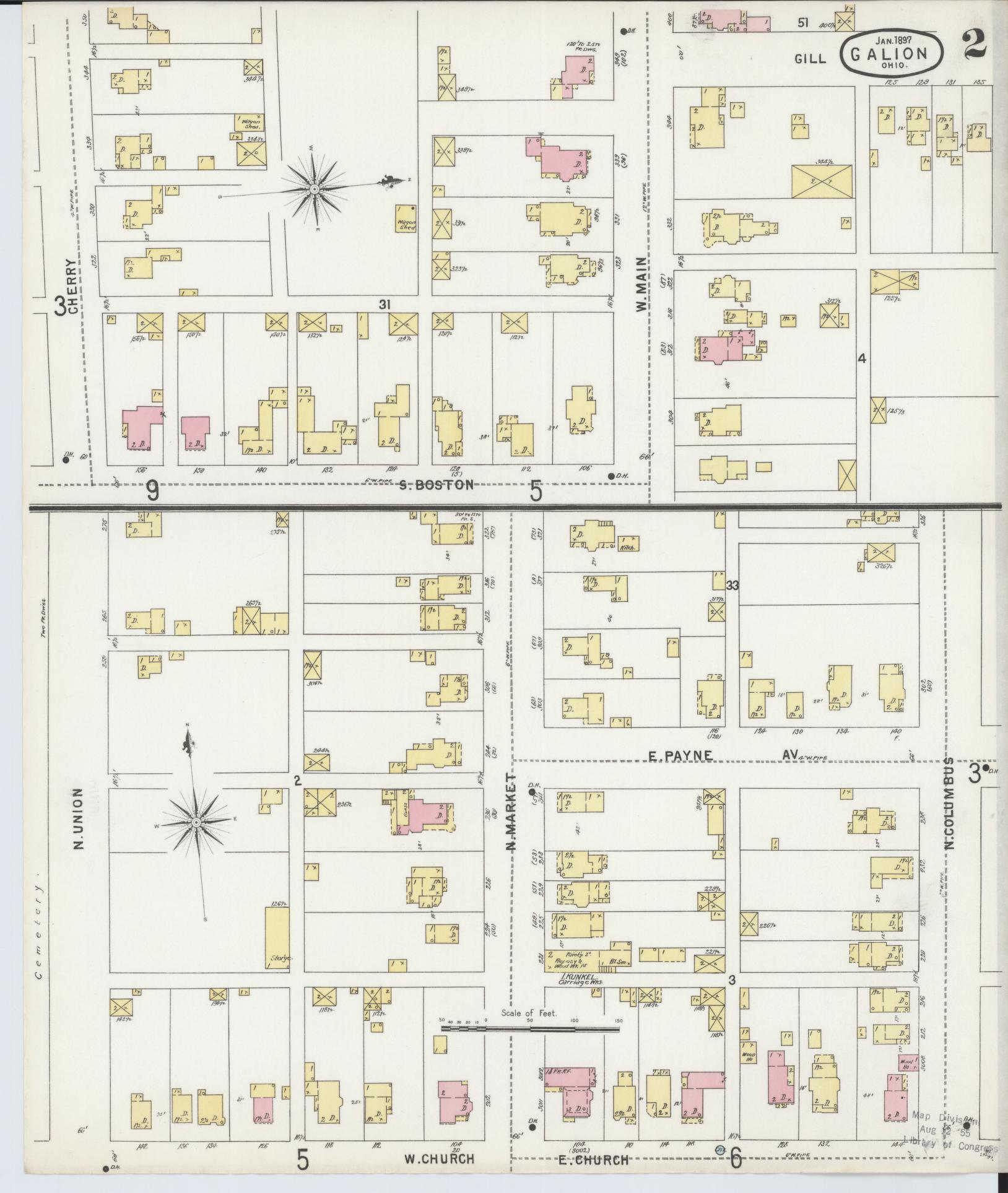 Sanborn Fire Insurance Map from Galion, Crawford County, Ohio (1897), Sheet #0002 - Historic Sanborn Fire Insurance Map Print, vintage old map wall art, antique decor, genealogy gift, Ohio Ohio map
