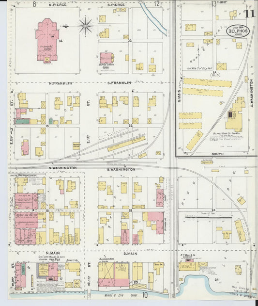 Sanborn Fire Insurance Map from Delphos, Van Wert And Allen Counties, Ohio (1904), Sheet #0011 - Historic Sanborn Fire Insurance Map Print, vintage old map wall art, antique decor, genealogy gift, Ohio Ohio map