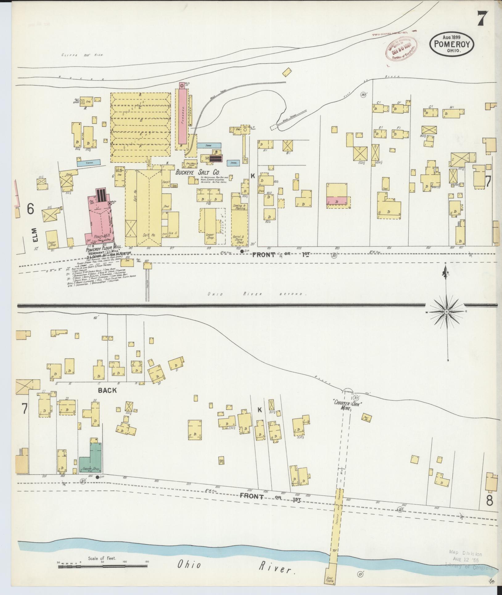 Sanborn Fire Insurance Map from Pomeroy, Meigs County, Ohio (1899), Sheet #0007 - Complete Map Set gallery image, historic Sanborn map, vintage wall art, Ohio Ohio