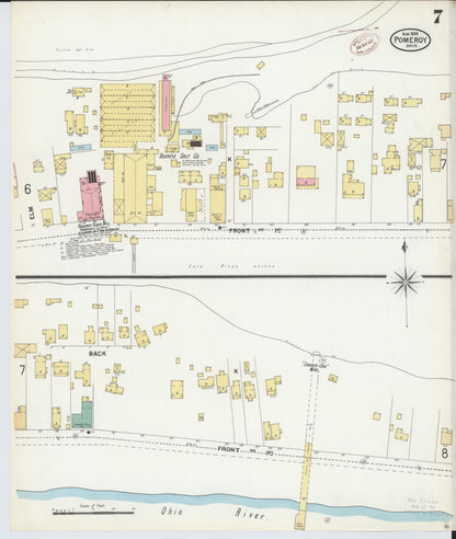 Sanborn Fire Insurance Map from Pomeroy, Meigs County, Ohio (1899), Sheet #0007 - Complete Map Set gallery image, historic Sanborn map, vintage wall art, Ohio Ohio