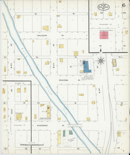 Sanborn Fire Insurance Map from Sulphur, Murray County, Oklahoma (1906), Sheet #0006 - Complete Map Set gallery image, historic Sanborn map, vintage wall art, Oklahoma Oklahoma