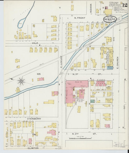 Sanborn Fire Insurance Map from Newark, Licking County, Ohio (1893), Sheet #0012 - Complete Map Set gallery image, historic Sanborn map, vintage wall art, Ohio Ohio