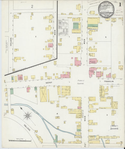 Sanborn Fire Insurance Map from Christiansburg, Montgomery County, Virginia (1896), Sheet #0001 - Complete Map Set gallery image, historic Sanborn map, vintage wall art, Virginia Virginia