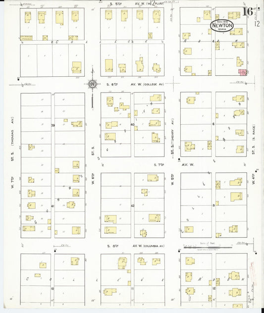 Sanborn Fire Insurance Map from Newton, Jasper County, Iowa (1918), Sheet #0016 - Historic Sanborn Fire Insurance Map Print, vintage old map wall art