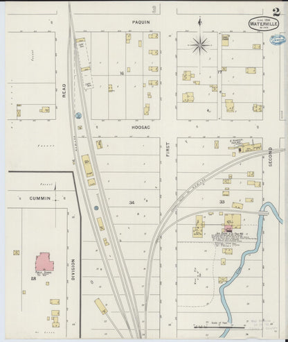 Sanborn Fire Insurance Map from Waterville, Le Sueur County, Minnesota (1894), Sheet #0002 - Historic Sanborn Fire Insurance Map Print, vintage old map wall art, antique decor, genealogy gift, Minnesota Minnesota map