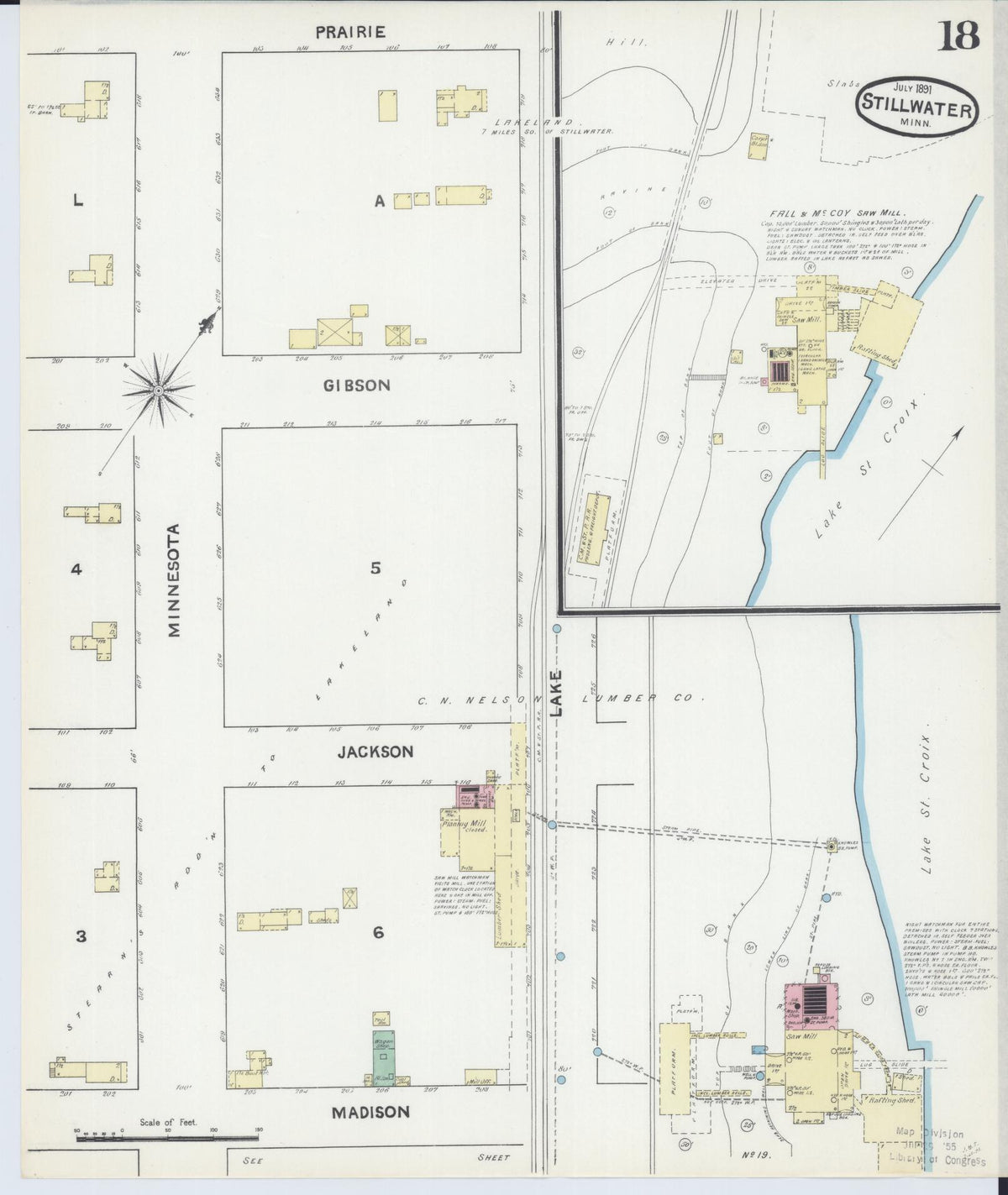 Sanborn Fire Insurance Map from Stillwater, Washington County, Minnesota (1891), Sheet #0018 - Historic Sanborn Fire Insurance Map Print, vintage old map wall art, antique decor, genealogy gift, Minnesota Minnesota map
