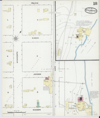 Sanborn Fire Insurance Map from Stillwater, Washington County, Minnesota (1891), Sheet #0018 - Historic Sanborn Fire Insurance Map Print, vintage old map wall art, antique decor, genealogy gift, Minnesota Minnesota map