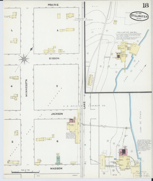 Sanborn Fire Insurance Map from Stillwater, Washington County, Minnesota (1891), Sheet #0018 - Historic Sanborn Fire Insurance Map Print, vintage old map wall art, antique decor, genealogy gift, Minnesota Minnesota map