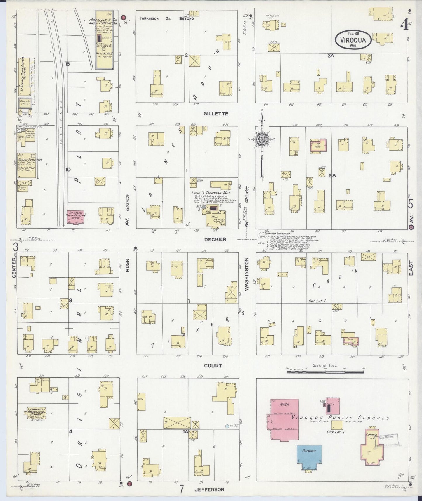 Sanborn Fire Insurance Map from Viroqua, Vernon County, Wisconsin (1911), Sheet #0004 - Complete Map Set gallery image, historic Sanborn map, vintage wall art, Wisconsin Wisconsin