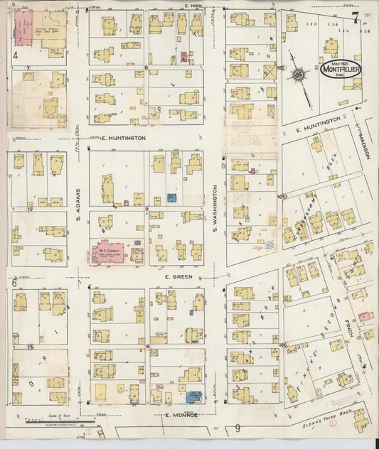 Sanborn Fire Insurance Map from Montpelier, Blackford County, Indiana (1941), Sheet #0007 - Historic Sanborn Fire Insurance Map Print, vintage old map wall art, antique decor, genealogy gift, Indiana Indiana map