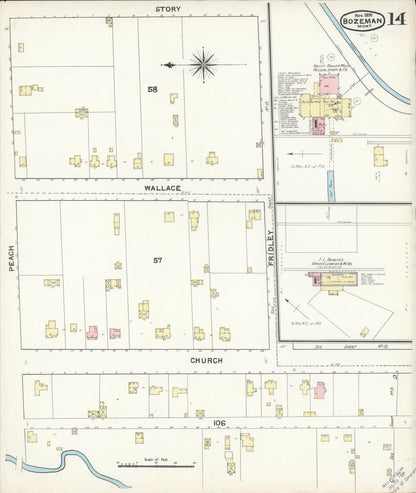 Sanborn Fire Insurance Map from Bozeman, Gallatin County, Montana (1891), Sheet #0014 - Complete Map Set gallery image, historic Sanborn map, vintage wall art, Montana Montana