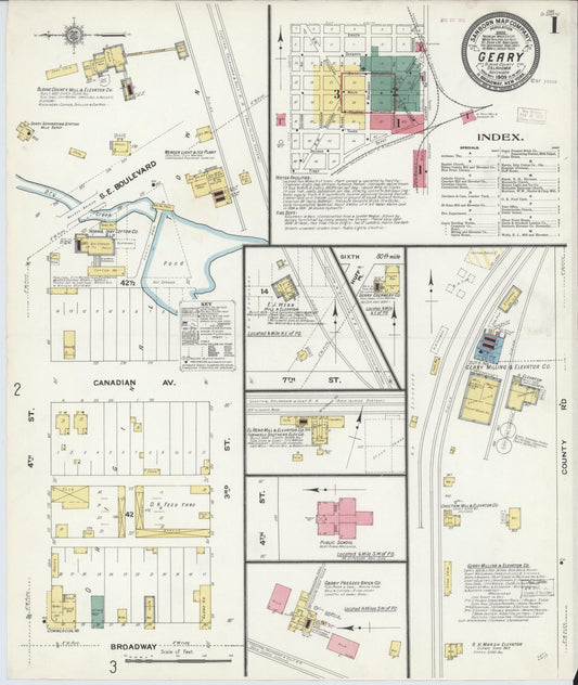 Sanborn Fire Insurance Map from Geary, Blaine County, Oklahoma (1909), Sheet #0001 - Complete Map Set gallery image, historic Sanborn map, vintage wall art, Oklahoma Oklahoma