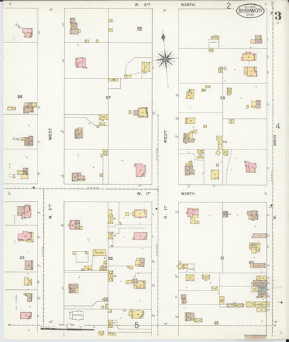 Sanborn Fire Insurance Map from Brigham City, Box Elder County, Utah (1907), Sheet #0003 - Complete Map Set gallery image, historic Sanborn map, vintage wall art, Utah Utah