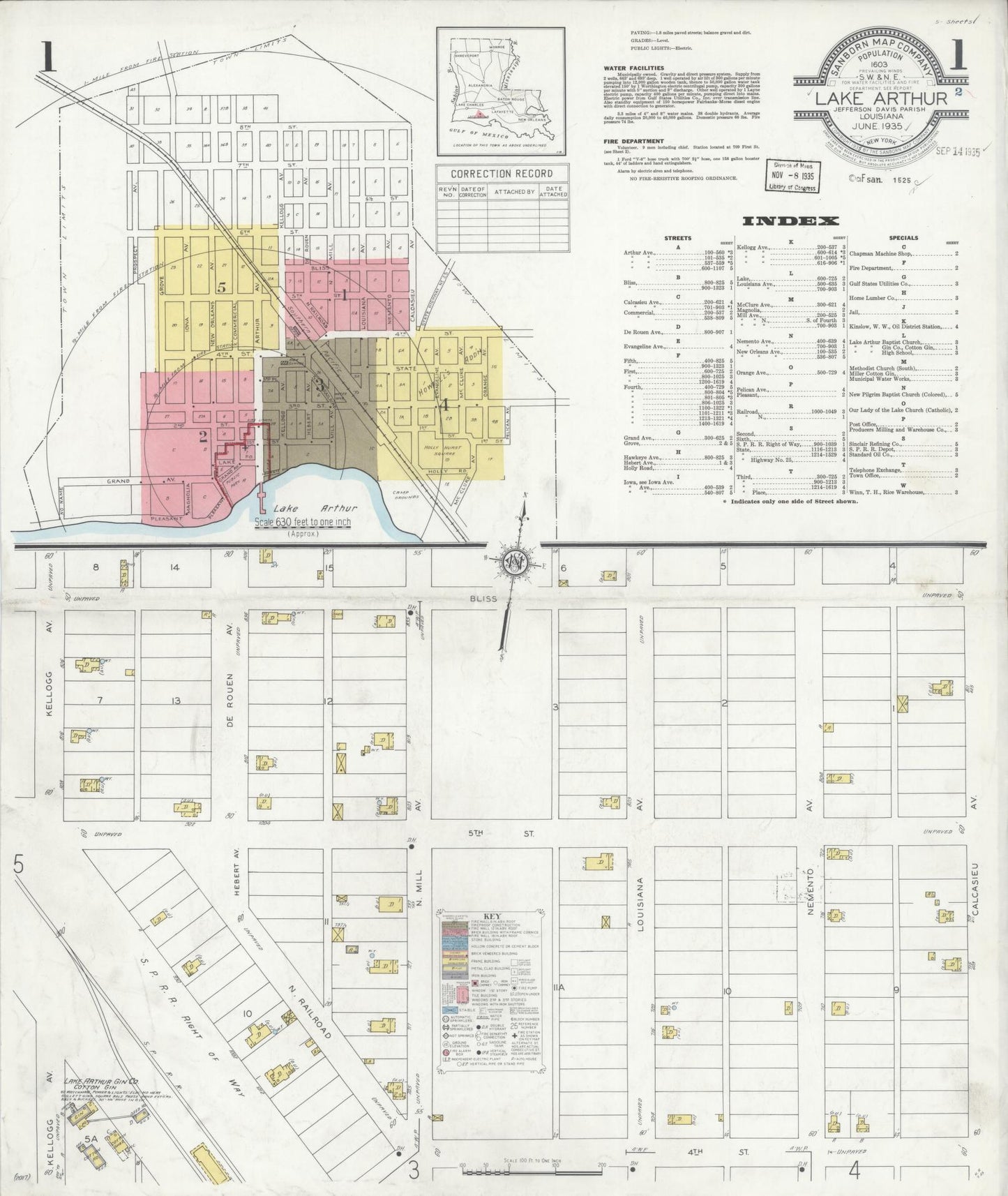 Sanborn Fire Insurance Map from Lake Arthur, Jefferson Davis Parish, Louisiana. (1935) – Historic Sanborn Fire Insurance Map Print